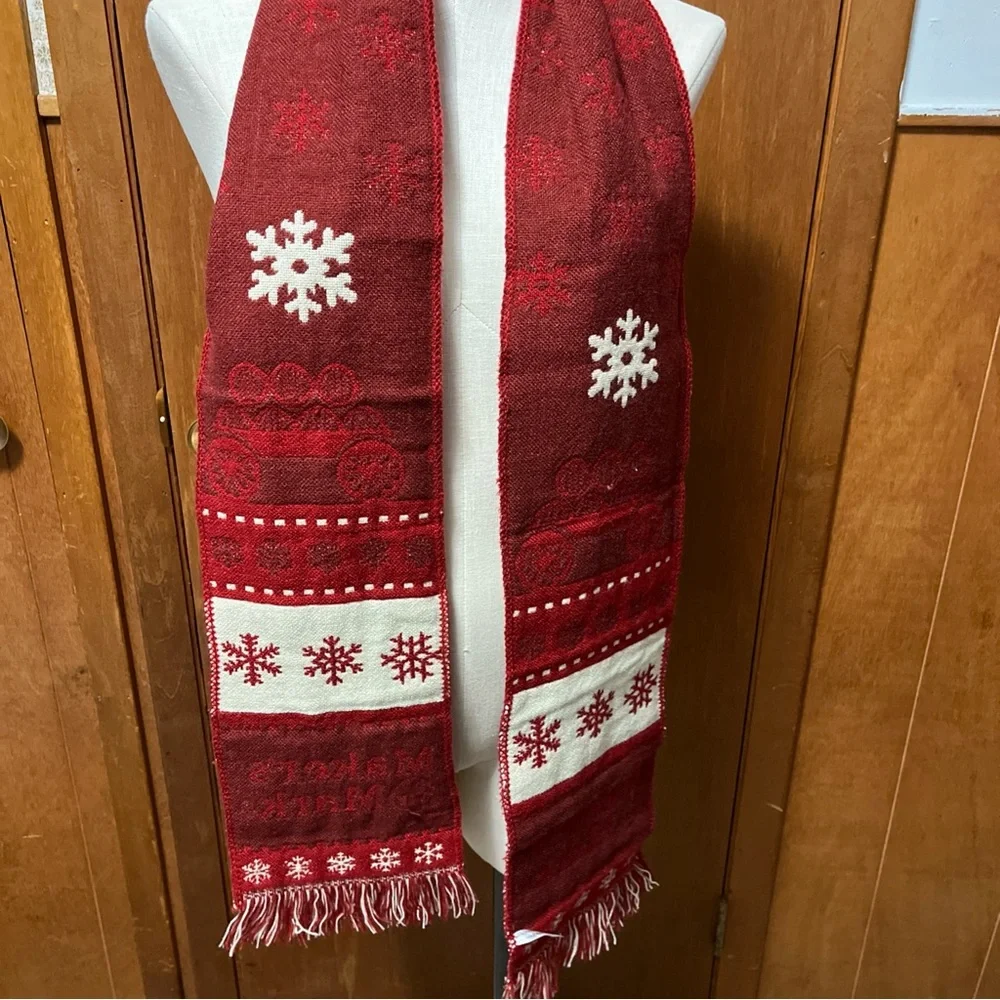 Makers Mark wool Red Holiday Scarf 68”x7”